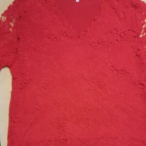 Elegant Red Lace Women's Top
